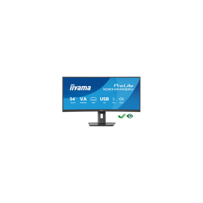 IIYAMA XCB3494WQSU-B1 - 34p VA UWQHD Incurvé 0.4ms 350cd 2xHDMI-1xDP 2xUSB-C 4xUSB 2x5W Noir