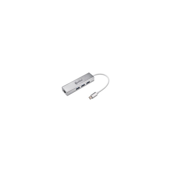 ADAPT. USB TYPE C MALE TO RJ45 10/100/1000 Mbps + HUB Alluminium