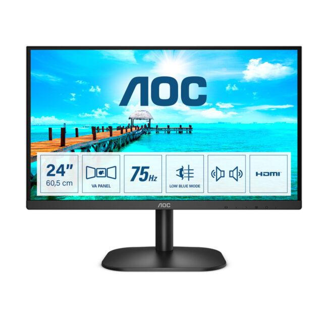 AOC 24B2XDAM - 23.8p - FULLHD - 4MS - VGA - DVI - HDMI - HP 2x 2W