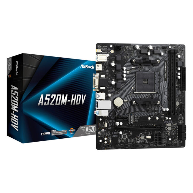 ASROCK A520M-HDV - MATX - AM4 - 2x DDR4 - VGA - DVI - HDMI