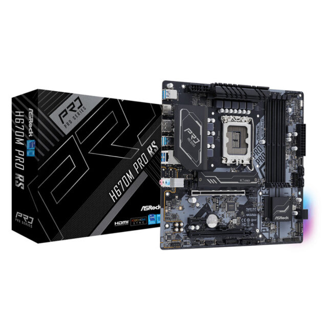 ASROCK H670M PRO RS - MATX - LGA 1700 - 4x DDR4 - 2x PCIE X16 - HDMI - DP