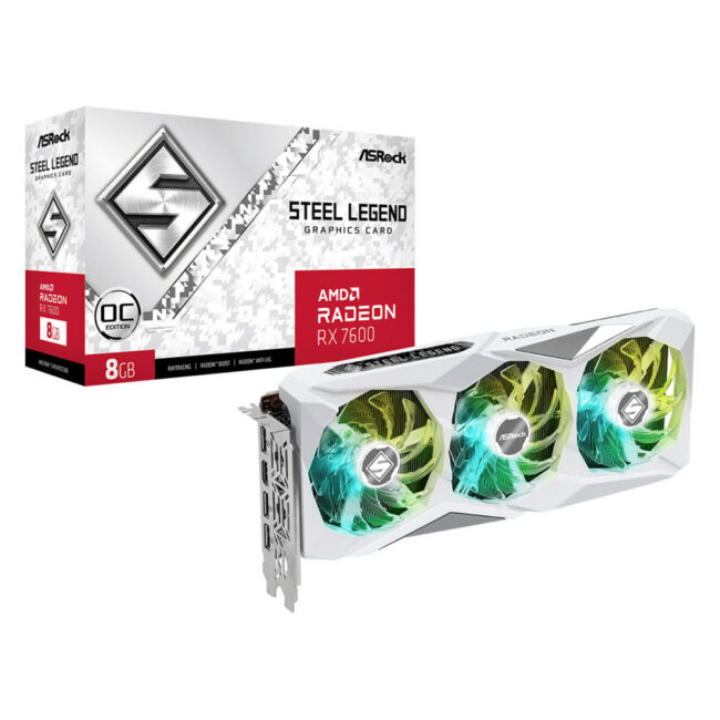 ASROCK AMD RX 7600 STEEL LEGEND 8GB OC - 8Go GDDR6 - 2725MHz - BLANC
