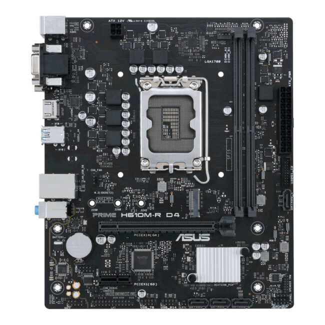 ASUS PRIME H610M-R D4 - Carte mère MATX - Intel LGA 1700 - 2x DDR4 - HDMI - DVI - VGA