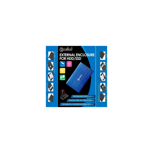 1908124 Boîtier externe 2.5p SATA USB 3.0 Alu sans vis Bleu