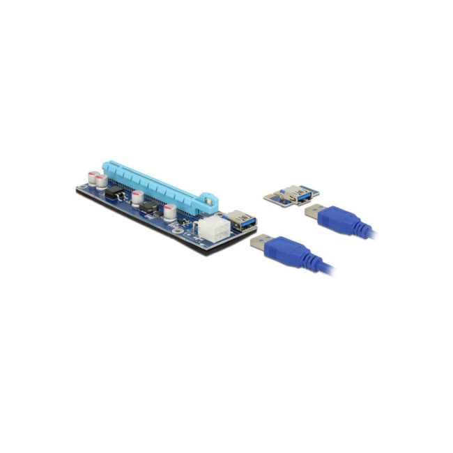 DELOCK RISER CART PCIEx1 VERS PCIE X16 - PCIE 6-PIN - USB3.0