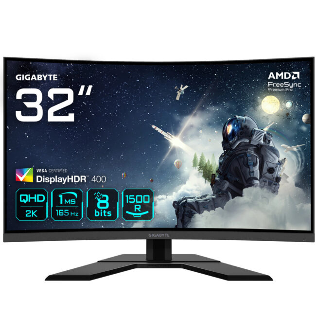 GIGABYTE G32QC A - MONITEUR GAMING 32p INCURVE - QHD - 165Hz - 1ms