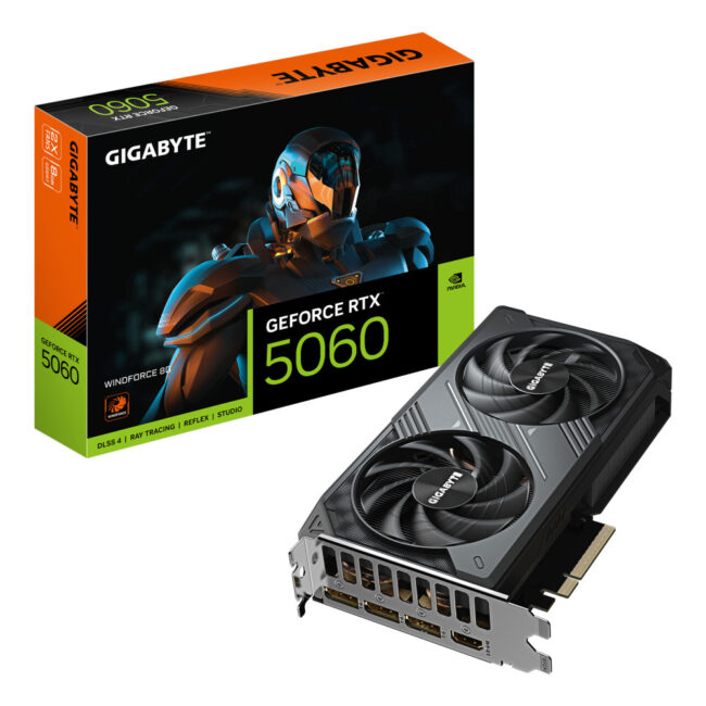 GIGABYTE GeForce RTX 5060 WINDFORCE 8G Carte Graphique - 8GB GDDR7, 128bit, PCI-E 5.0, 2497 MHz Fréquence du cÅur, 3 x