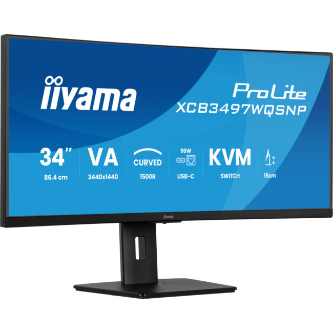 IIYAMA XCB3497WQSNP-B1 - 34p VA UWQHD Incurvé 0.4ms 350cd 2xHDMI-1xDP USB-C.Dock 4xUSB 2xUSB-C KVM RJ45 2x5W Noir
