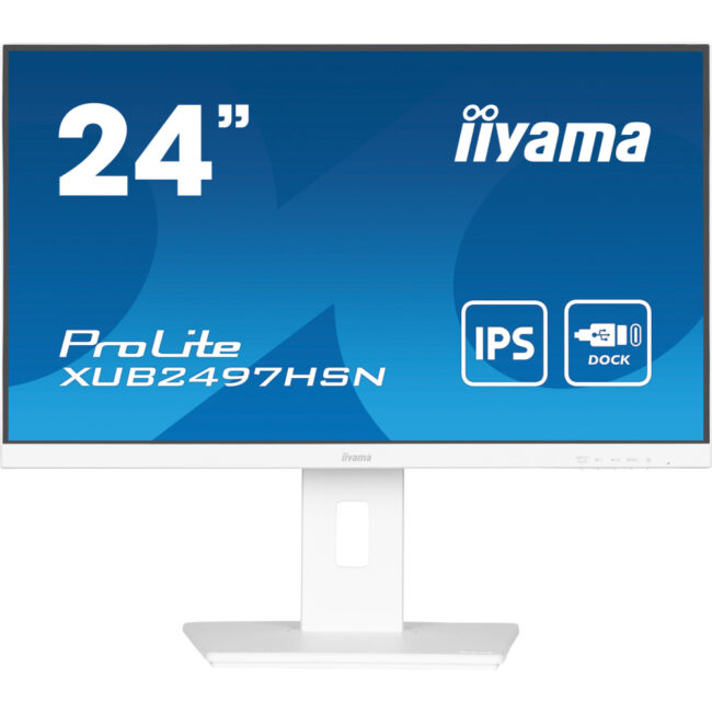 IIYAMA XUB2497HSN-W2 - 23.8p IPS FHD 1ms 300cd/m HDMI/DP 4xUSB USB-C dock RJ45 2x2W Règlable Blanc