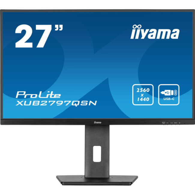 IIYAMA XUB2797QSN-B2 - 27p IPS 2560x1440 1ms 300cd/mÂ² HDMI/DP USB-C dock 4USB RJ45 2x2W Règlable Noir