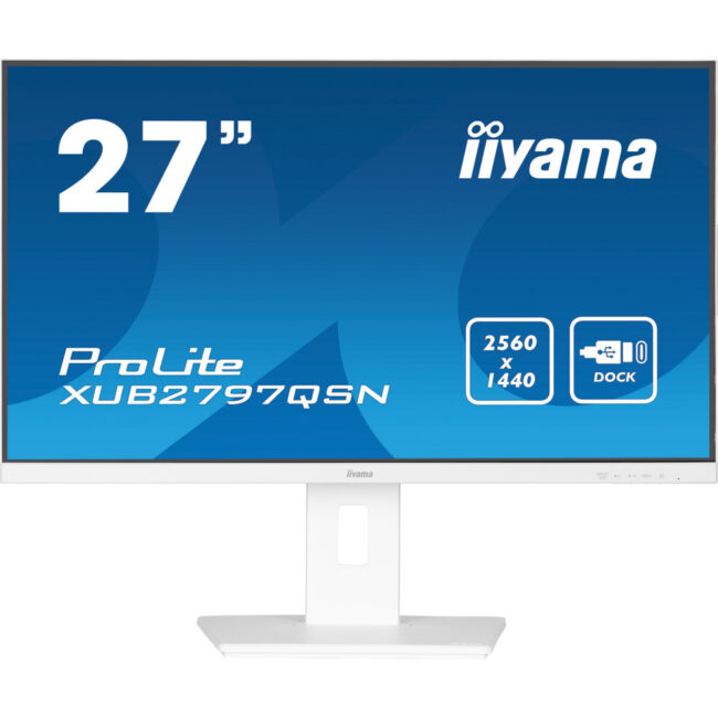 IIYAMA XUB2797QSN-W2 - 27p IPS 2560x1440 1ms 300cd/mÂ² HDMI/DP USB-C dock 4USB RJ45 2x2W Règlable Blanc