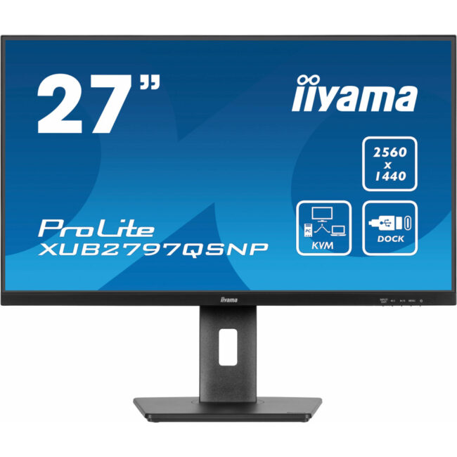 IIYAMA XUB2797QSNP-B1 - 27p IPS 2560x1440 1ms 300cd/m? HDMI/DP USB-C dock 3USB RJ45 2x2W Reglable Noir