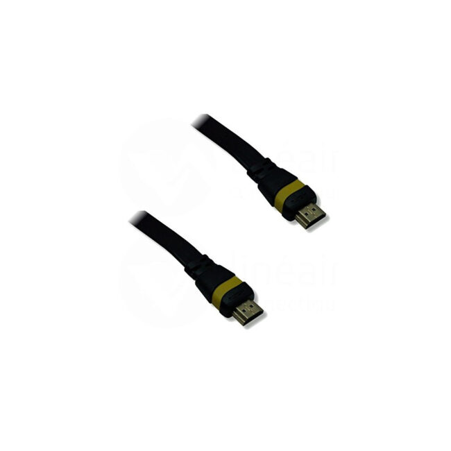 Cordon Plat HDMI 1.4 Ethernet 10m A-A M-M noir