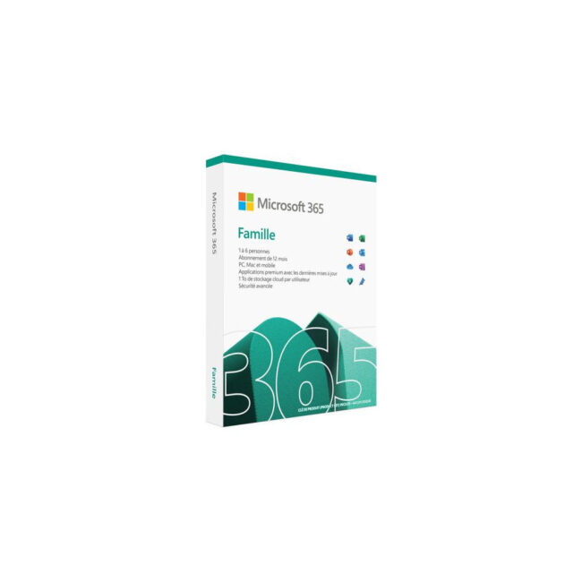 Microsoft 365 Famille - Boite - 1 an - 6 utilisateurs - 5 appareils par Utilisateur - PC/MAC - Officiel
