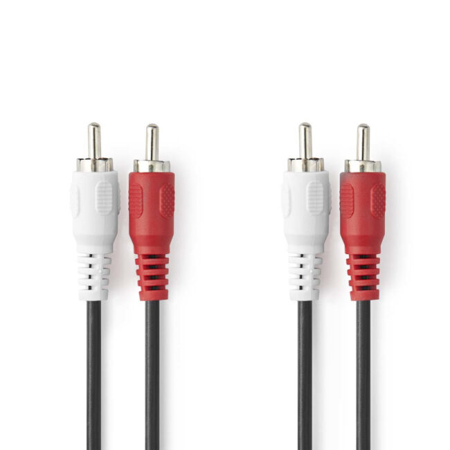 NED00046850 Nedis CAGL24200BK100 câble audio 10 m 2 x RCA Rouge, Blanc