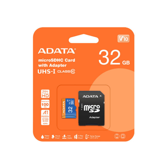 ADATA MicroSD 32GB SDHC 85/20 MB/s avec Adaptateur