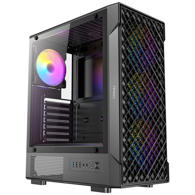 ANT00047576 Antec VX320 - Moyen Tour - ATX - 4 vent. 120 mm ARGB inclus - Fenetre en verre trempé - sans alim - USB/Audio
