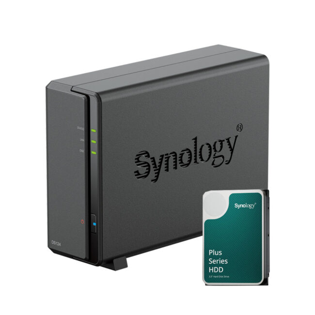 SYN00048476 Bundle NAS Synology DS124 1Go avec 1 disque Synology 4To HAT33XX, non assemblé