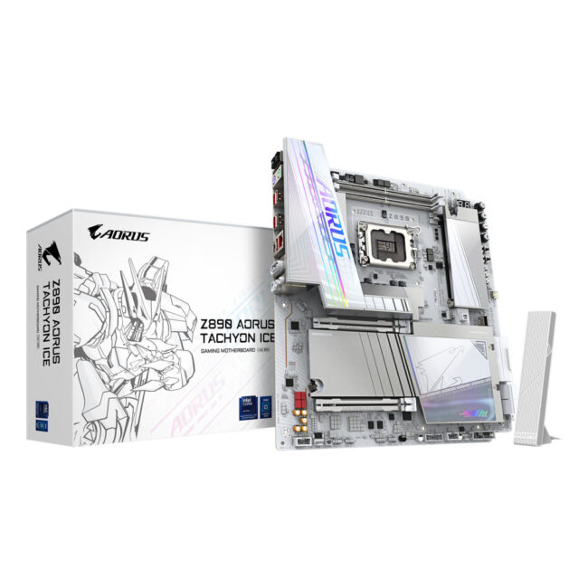 GIGABYTE Z890 AORUS TACHYON ICE Carte Mère â Processeurs Intel Core Ultra (série 2), VRM 18+1+2 phases, jusquâÀ  9500 MHz DDR5