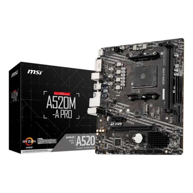 MSI A520M-A PRO - Carte mère MATX - AMD AM4 - 2x DDR4 - HDMI - DVI