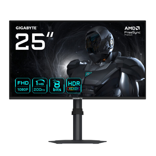 GIGABYTE G25F2 Moniteur Gaming 24,5" FHD – 1920 x 1080, 200Hz, 1ms, 300 cd/m², DisplayHDR 10, HDMI 2.0, DisplayPort 1.4