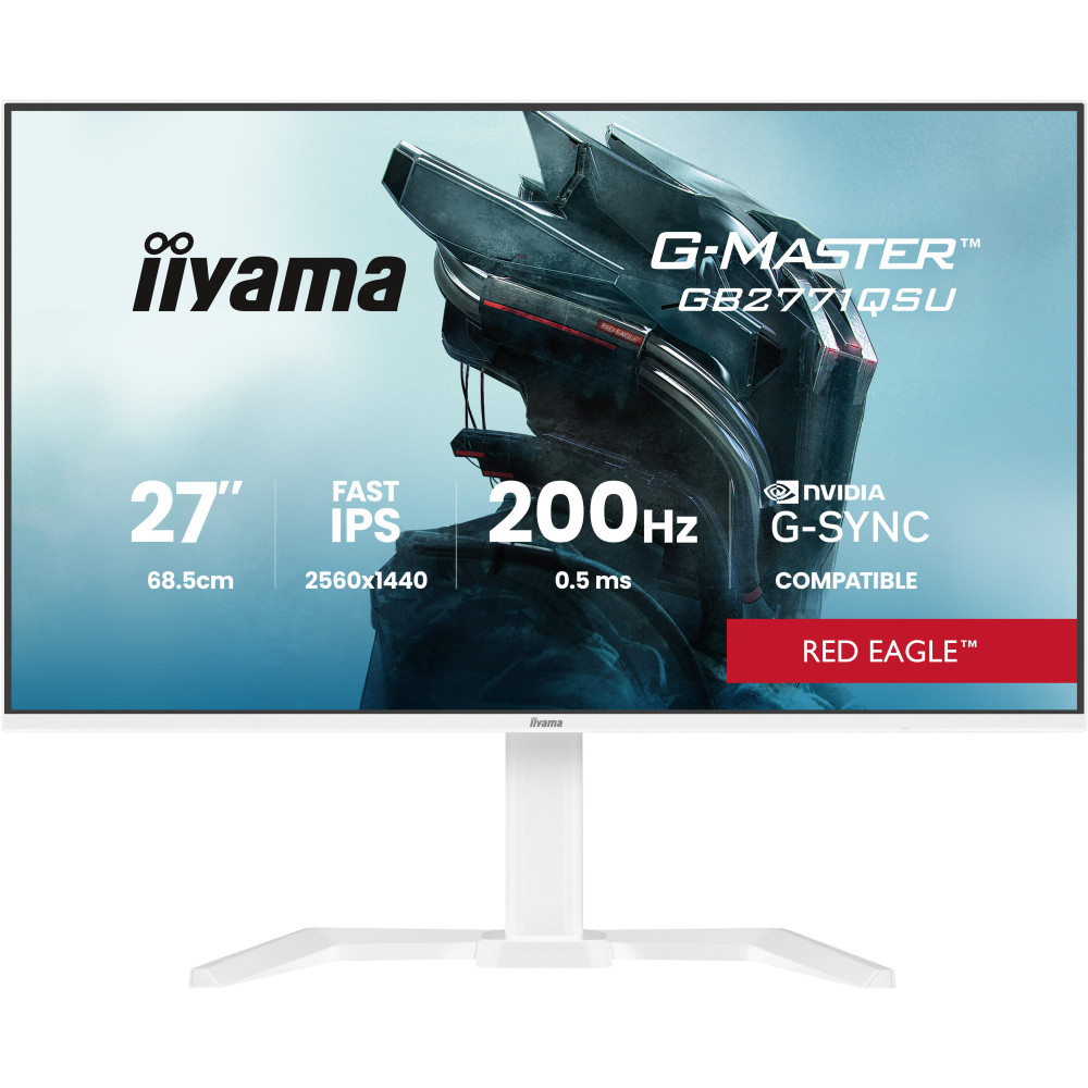 IIYAMA GB2771QSU-W1 (Red Eagle) - 27p - Fast IPS - WQHD - 200Hz - 2ms - 350cd/m² - 2HDMI-DP - HUB.USB - 2x2W - Réglable - Blanc
