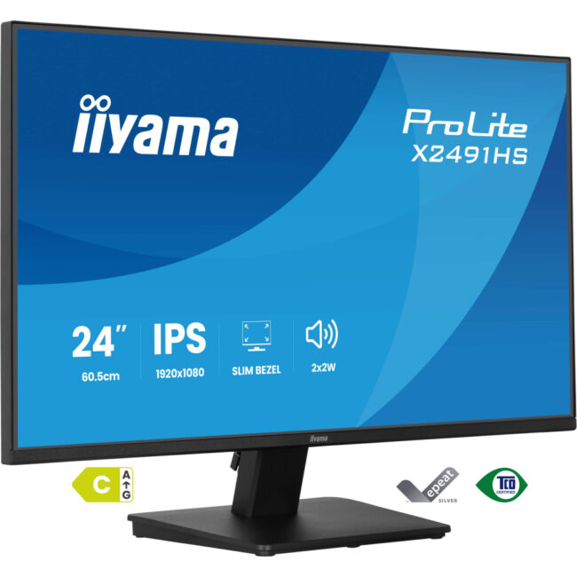 IIYAMA X2491HS-B1 (ProLite) - 23,8p - IPS - FHD - 120Hz - 1ms - 350cd/m² - HDMI-DP - 2x2W - Noir