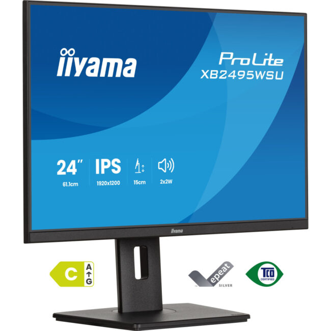 XB2495WSU-B1 (ProLite) - 24,1p - IPS - WUXGA - 100Hz - 4ms - 350cd/m² - HDMI-DP - HUB.USB - 2x2W - Reglable - Noir