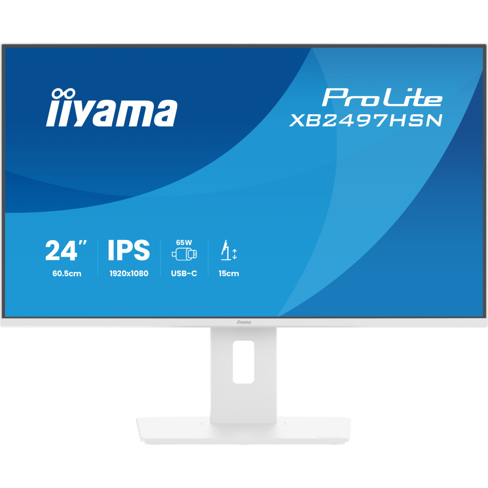 IIYAMA XB2497HSN-W1 (ProLite) - 23.8p IPS FHD - 1ms - 350cd/m² - HDMI-DP USB-C.Dock - HUB USB - 2x2W - Réglable- Blanc