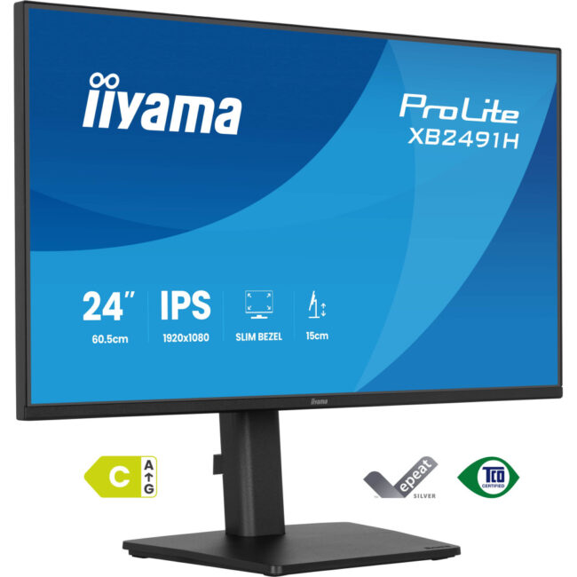 IIYAMA XB2491H-B1 (ProLite) - 23,8p - IPS - FHD - 120Hz - 1ms - 350cd/m² - HDMI-DP - Réglable - Noir